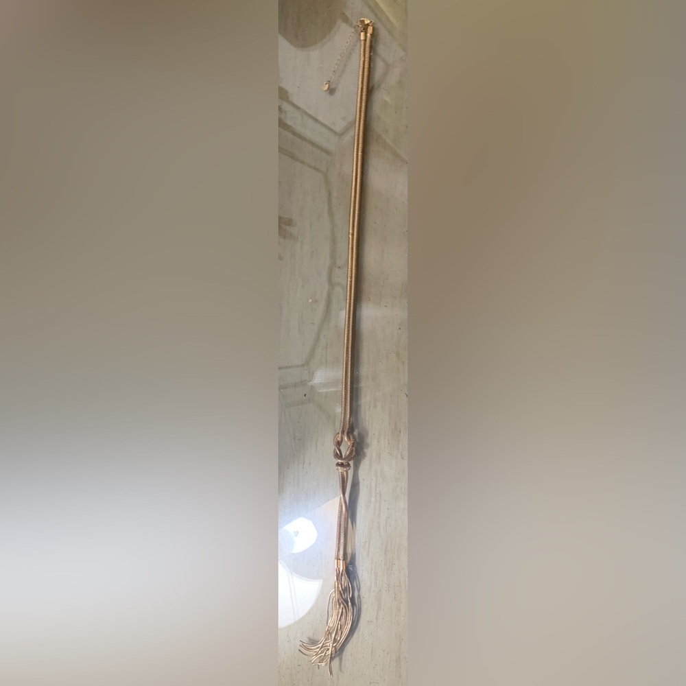 Long gold tassel necklace